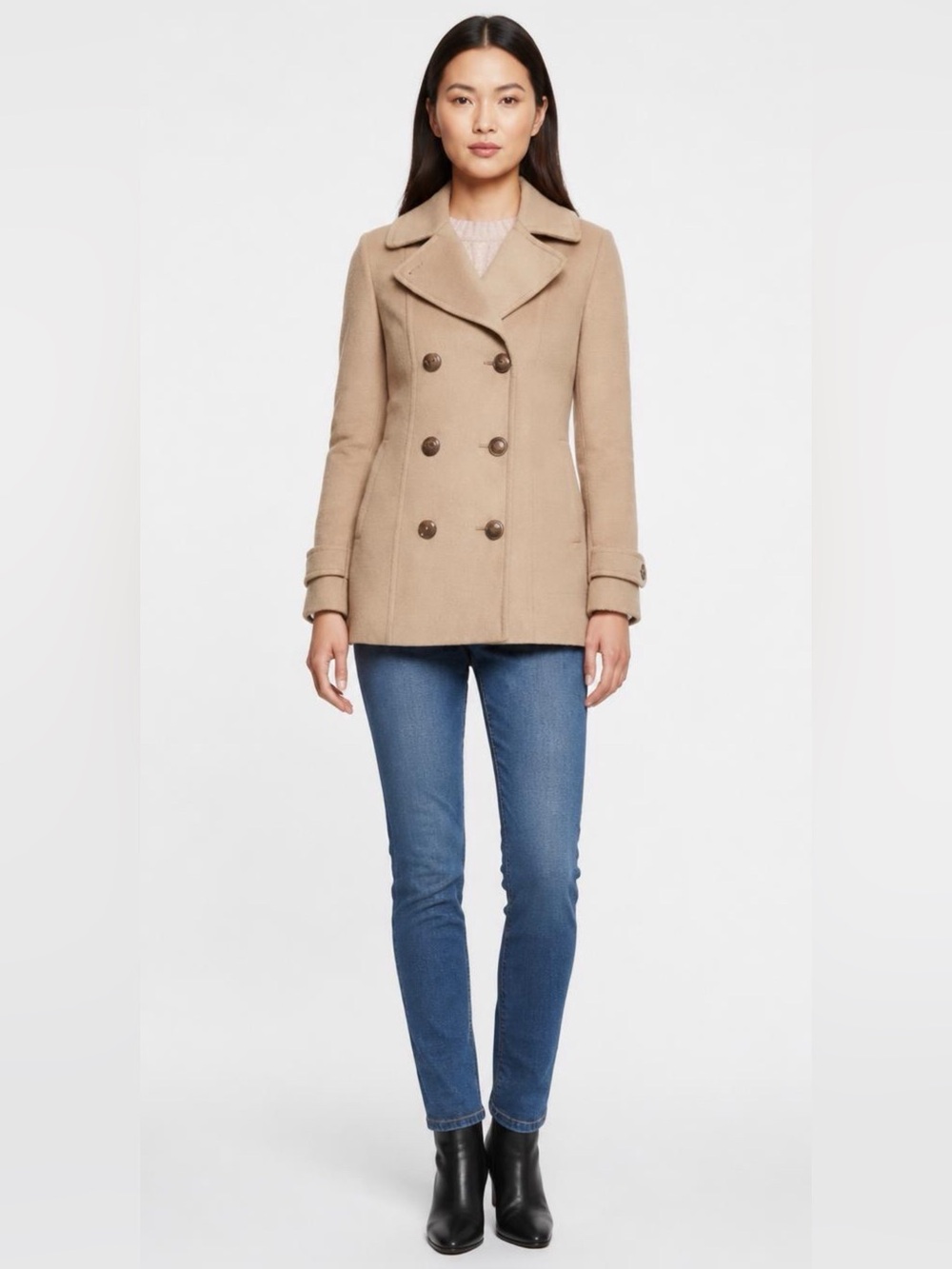 Lands End Women’s Soft Camel Wool Blend Peacoat